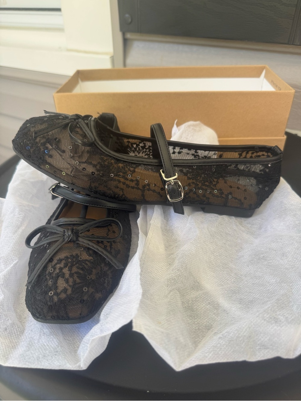 Newlady Ballet Flats Women's Mesh Mary Jane Black NWT Size 8 - Picture 3 of 8
